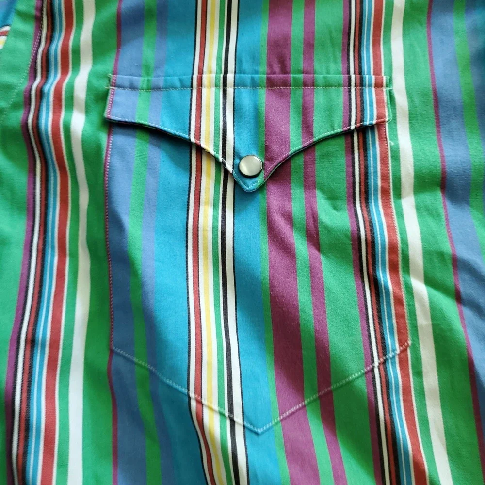 New Vintage Polo Ralph Lauren Mens 2XL Striped Pearl Snap Western Shirt NWT